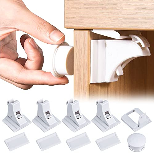4 armadi di sicurezza per bambini + 1 chiave magnetica di sicurezza per bambini, serratura magnetica per armadio, sicurezza invisibile per bambini, senza fori e viti