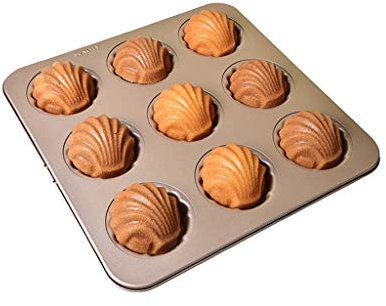 XCC Torta del molde antiadherente molde de la hornada de oro de nueve conectada Shell Madeleine hornada de la torta de la bandeja principal Horno Medio Otoño torta de luna