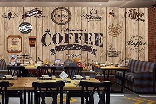 POCHY Tapete Wohnzimmer 3D Hintergrund Holzplanken-Strukturtapete Für Kaffeehaus-Café-Industriedekor-Hintergrund-Wandbild-Tapete 3D-350Cmx245Cm