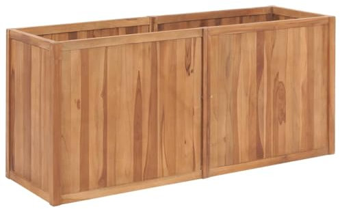 Higsose Lit Surélevés de Jardin 150x50x70 cm Bois de Teck Solide Lit Surélevé Jardin Jardiniere Bois Jardinieres Exterieur Jardiniere Rectangulaire Potager Exterieur Bac de Plantation