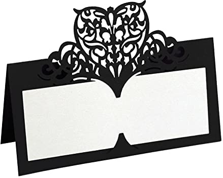 iSpchen 50 segnaposto per banchetti, segnaposto scavato, fai da te, per matrimoni, banchetti, feste, biglietto nero