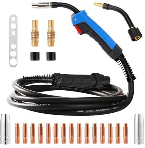 MIG MAG Schweißbrenner MB15 AK 4 Meter Schlauchpaket Schutzgas Euro Zentralanschluss Flexibler Kopf Mig Mag Schweissgerät mit Zentralanschluss Brennerhals für Schweißgerät CO² Schweißen