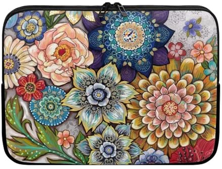 UOIMAG Housse Boho Bright Blossom pour Ordinateur Portable pour Femme - Florale, Fine, Antichoc, Rembourrée - Compatible avec Ordinateurs Portables de 17