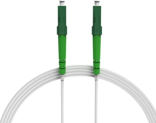 nexinex - 5m weißes Glasfaserkabel LC/APC auf LC/APC Patchkabel | Kompatibel mit Telekom, Vodafone, 1&1, Fritzbox, etc. | LWL Simplex Singlemode OS2 FTTH Glasfaser Lichtwellenleiter Kabel