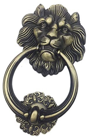 Antik Bronze Löwenkopf Griff Türklopfer Holztürknöpfe Klopfen Rotbronze Möbel Wohnkultur Hardware Türklopfer (Color : Bronze)