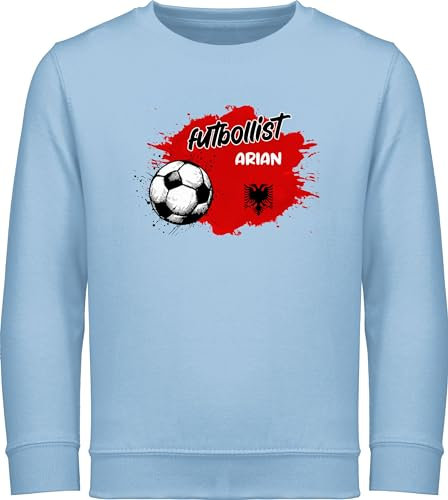 Sweater Kinder Sweatshirt Jungen Mädchen Pullover - 2024 Fussball EM Fanartikel - Personalisierbares Albanien Motiv | Individuelles Shqipëri Design | Mit eigenem Namen | Albania - 104 (3/4 Jahre)