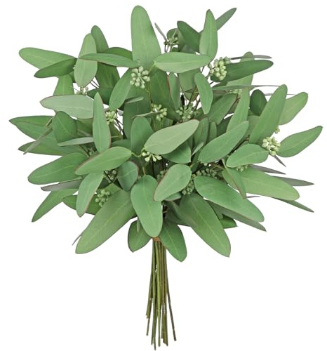 Briful Künstlicher Eukalyptus Strauß – 2 Bund (14 Stiele) | Echt wirkende Deko-Zweige für Vase, Hochzeit, Tischdeko & Wohnraum | Pflegeleichte Kunstpflanzen für Zeitlose Eleganz