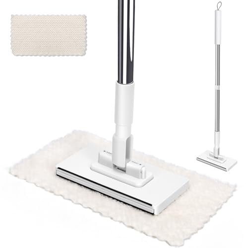 Eukue Balai Serpillère, Serpillère à Franges Jetable Attrape Poussière, Automatic Cloth Changing Mini Mop,Balais à Plat Serpillere Microfibre pour Nettoyer la Poussière, Cheveux, Saleté