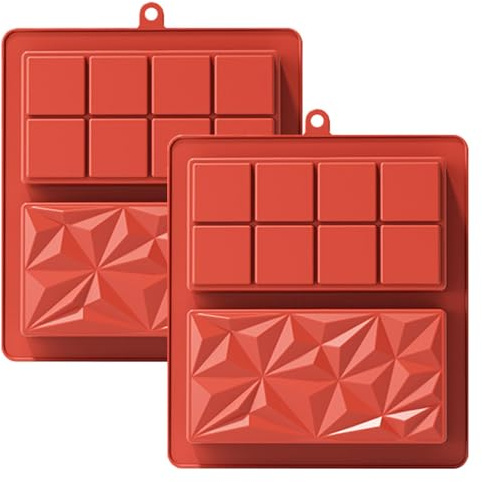 Shirene Chocolate Bar Moulds,2 PCS Chocolate Mould Silicone Chocolate Mould Rectangle Chocolate Mold Easy to clean and Use for Making Energy Protein Bars and Nut Chocolate Bars