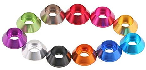 Lfang- Flache Unterlegscheiben M3 / M4. Farbe Aluminiumlegierung Waschmaschine Becherkopf Zylindrische Kopf Sechskantschraube Waschmaschine Schraubdichtung RC Toy Mountainbike Zubehör Waschmaschine, R