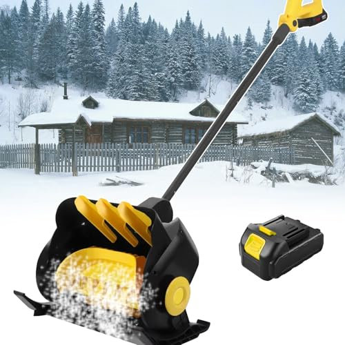 moupeaktain Pelle à neige électrique sans fil de 41 cm, souffleuse à neige électrique avec 2 chargeurs de batteries de 4,0 Ah, déneigement de batterie, distance de projection de 9,8 m pour patio,