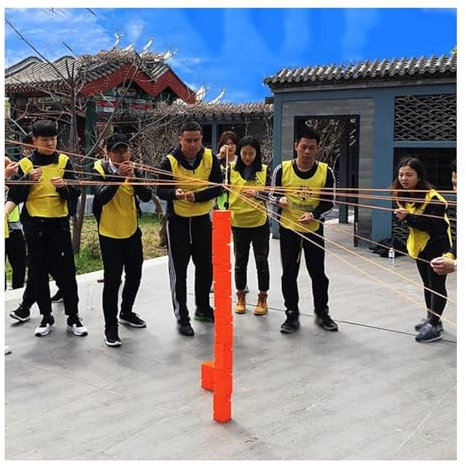 ARHEORMUH Team Building Block Tower Game, No-Assembly Team Tower Challenge Kit - Indoor/Outdoor Leadership Development Game(Blue,5PCS)