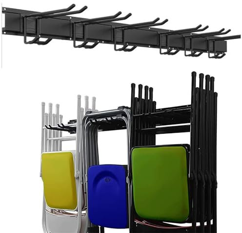 Oracra Porta Sedie Pieghevoli Supporto da Parete per Sedie Pieghevoli, Meccanismo per Supporto da Garage per Sedie Sospese, Ripiano Metallico/Porta Attrezzi da Giardino, Manager per Sedie Salvaspazio