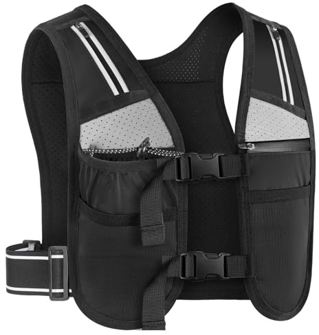 TEUEN Gilet Idratante da Corsa per Donna e Uomo: Zaino Trail Gilet con Strisce Riflettenti Leggero Gilet Running Vest Rete Traspirante Adatto per Trail, Ciclismo, Corsa, Maratona, Sci e Altri Sport