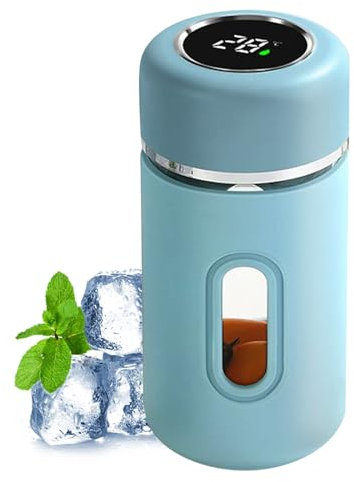 demaxiyad Bicchiere da tè ricaricabile, 280 ml, resistente alle cadute, portatile, con indicatore di temperatura, per tè, caffè, uso quotidiano, viaggi, campeggio, picnic, casa, lavoro