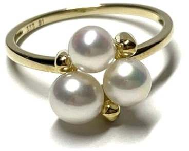 Ring 333/- Gelbgold Perle SWP weiß Glanz Klassiker Solitärring Schmuckring Vorsteckring #58