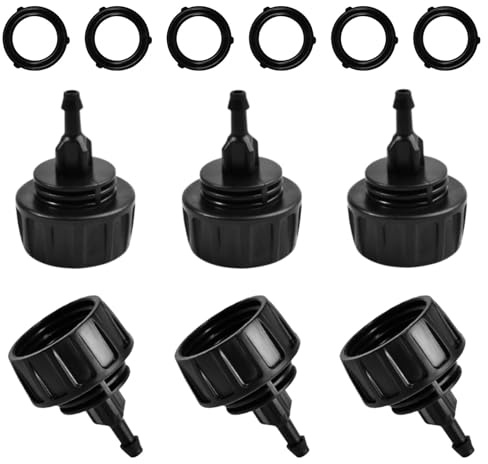 LEONTOOL Paquet de 6 connecteurs de tuyau d’irrigation goutte à goutte 1/4 pouce Tube d’irrigation goutte à oreille à robinet/tuyau d’arrosage Adaptateur Connexion rapide sans fuite 3/4 FHT à 1/4