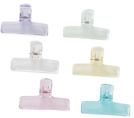 MOTHNUR 6 Stück Große Binderclips aus Acryl Bunte Dokumentenklammern Dekorative Büroklammern für Schule Büro 7.5cm