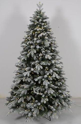 Albero di Natale Innevato 210 cm con 500 Luci LED Incorporate
