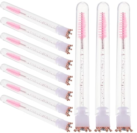 MUSISALY 10 St Ögonfransborstar med Påfyllningsbar Tub Unika Glitterkronade Spoolies för Mascara och Portabelt Sminkverktyg för Hem och Fest Skyddande Behållare för Hygienisk Användning