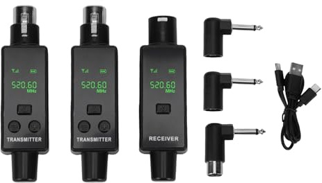 Asixxsix Ricevitore Trasmettitore Microfono Wireless XLR da 2,4 GHz, Adattatore per Microfono Wireless Plug-on Ricaricabile a 24 Bit 48 KHz, sistemas Microfonico per Mixer Audio, (1 per 2)