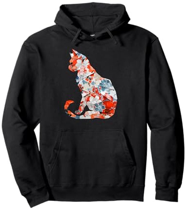 Gatto Origami Gatti Giapponesi in Fiore di ciliegio Giappone Felpa con Cappuccio
