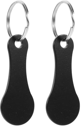KOMBIUDA 2pcs Metal Shopping Trolley Tokens Keyring Stainless Steel Keychain Shopping Cart Release Keys for Grocery and Supermarket Use