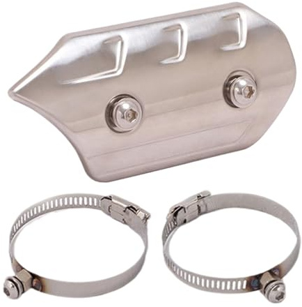 Protector Térmico Escape - Universal Moto Silenciador Tubo Fibra Carbono Acero Inoxidable | Protección Central Cubierta 2 Abrazaderas ATV Scooter | Ciclomotor Pit Bike Cross Anticaloría Seguridad