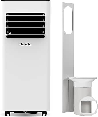 Devola Compact 9000 BTU WiFi Portable Air Conditioner, 4-in-1 Cooling, Dehumidifier & Fan, Remote Control, Sleep Mode, 24H Timer, Window Venting Kit, Air Conditioning Unit for Rooms up to 22 m²