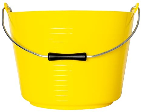 Red Gorilla Bucket Flexible Horse Pony Feeding Builders or Gardeners Bucket Tub With Metal Handle 22 Litres Capacity for General Garden or Building Use (Yellow)