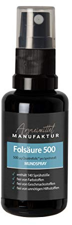 Folsäure Mundspray Hochdosiert 5000µg Vegan - 20ml 140 Sprühstöße Direktspray - Alkoholfrei, ohne Zucker, geeignet für Schwangere und Kinder