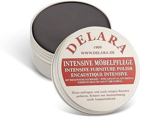 DELARA Intensive Möbelpflege, sehr hochwertiges Möbelwachs mit Bienenwachs und Kokosöl - Made in Germany (Braun, 100 ml)