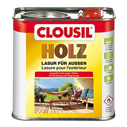 CLOUsil Holzlasur Holzschutzlasur für außen edelgrau hell Nr. 25, 2.5L: Wetterschutz, UV-Schutz, Nässeschutz und Schimmel für alle Holzarten - in verschiedenen Farben