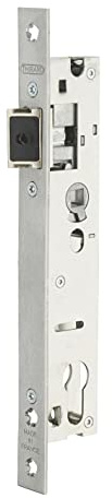 THIRARD - Boîtier de Serrure Encastrable à Cylindre pour Menuiserie Métallique - Axe 21 mm - L36 - Bouts Carrés - Inox - Coffre Acier Épaisseur 15 mm - Têtière Inox - Demi-Tour Réversible - Gris