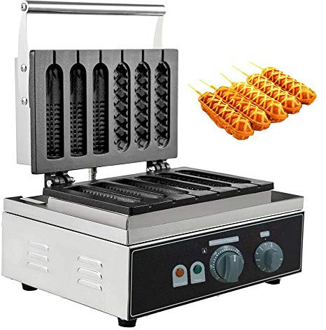 Hot Dog Gofrera, Muffin Salchicha Waffles Antiadherente Pirulí 1550W, Plancha de Gofres,Barquillero, Piruli Wafflera Acero Inoxidable