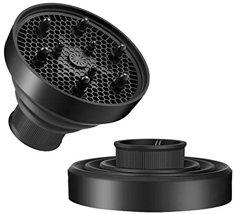 WAJIAYON Universal Collapsible Hair Dryer Diffuser Attachment- Salon Grade Tool,Lightweight Foldable Portable Travel Folding Design Fit Most of Blow Dryers-Black