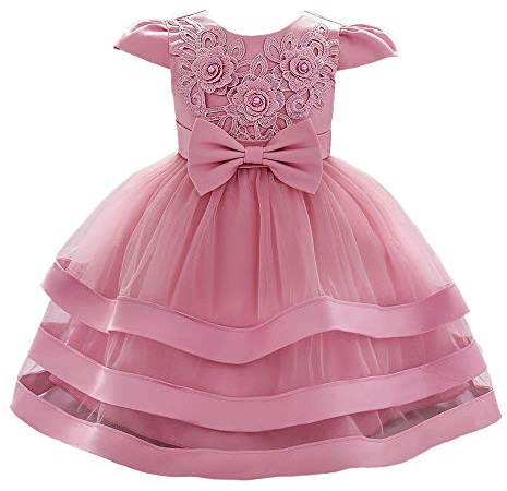 Lito Angels Neonate Abiti da Sposa Flower Girl Dress Floreale Ricamato 6-12 Mesi Dusty Rose 424 (Etichetta in Tessuto 70)