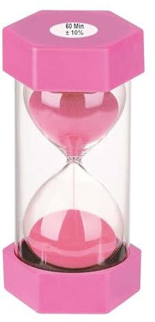 SuLiao Sanduhr, 60 Minuten, unzerbrechlich, rosa Sanduhr, 60 Minuten, kleine Sanduhr, eine Minute, Kunststoff-Stunden-Glas-Timer für Kinder, Spiele, Klassenzimmer, Küche, dekorativ