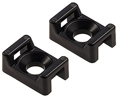 Black Screw Mount Cable Tie Bases - Cable Ties up to 5mm Wide - 4mm (M4) Screw Hole - Saddle Mount Cable Tie Fixings (200)
