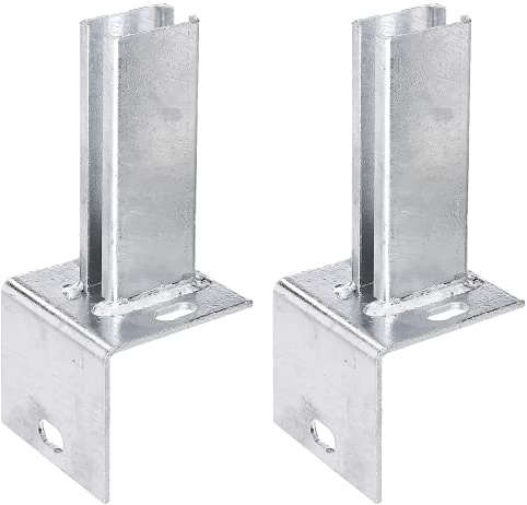 Alberts 663674 Pfostenträger für Zaunpfosten auf L-Randsteinen | zum Aufschrauben | feuerverzinkt | Platte 94 x 100 mm | für Pfosten 60 x 40 mm | 2er Set