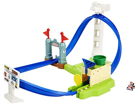 Hot Wheels HGK59 - Mario Kart Basis Rundkurs Trackset mit Mario Kart-Fahrzeug, von Videospielen inspiriertes Spielset für Kinder ab 3 Jahren
