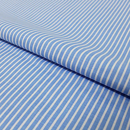 Stoff Blau Weiß Gestreift Baumwolle – Streifen Stoff Meterware 145 cm – Gestreifte Stoffe Hellblau Weiß – für Bekleidung, Kissen, Bettwäsche, Vorhänge, Deko