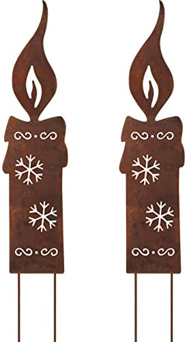 Candele da giardino effetto ruggine, decorazione da giardino, Candele in metallo arrugginite