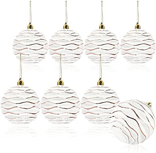 COM-FOUR® 8X Bolas de Navidad, Bolas de plástico para árboles de Navidad para Navidad, Adornos para el árbol de Navidad con Colgantes