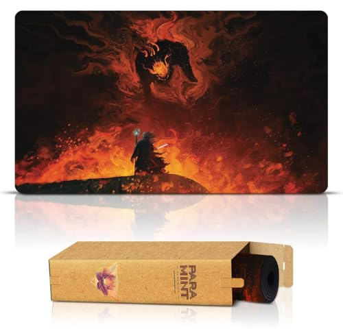 Paramint The Shadow and The Flame (Bordes cosidos) - Alfombra de Juego El Señor de los Anillos - Compatible con tapete de Juego Magic The Gathering - Juega a MTG, YuGiOh, TCG