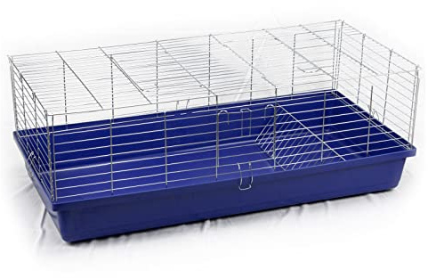 ZooPaul XXL Hasenkäfig 120cm Hasen Kleintieren Nagerkäfig Stall Meerschweinchen (blau)
