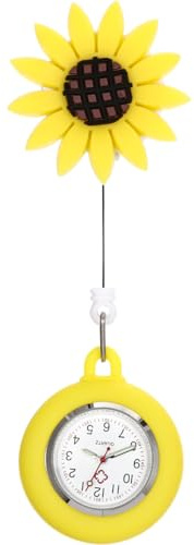 ibasenice Sunflower Design Nurse Watch with Hanging Buckle Easy Read Fob Pocket Watch for Nurses and Students Lightweight Pocket for Healthcare Professionals