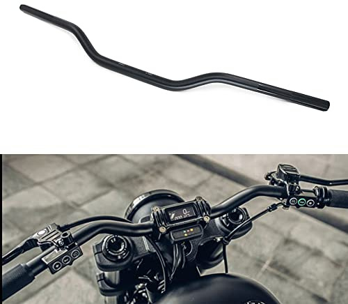 USTPO Motorcycle Handlebar 7/8 22mm Cafe Racer Handlebars Low Rise Drag Bars Universal For Cafe Race Bobber Motocross Dirt Pit Bike ATV Ebike Mini Bike Black