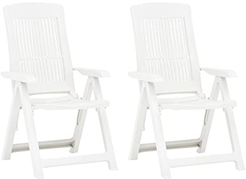 Homgoday Verstellbare Gartenstühle 2er Set Weiß - Komfortables Sitzen, Wetterfest, Leicht zu Reinigen, für Entspannung und Geselligkeit Model48766