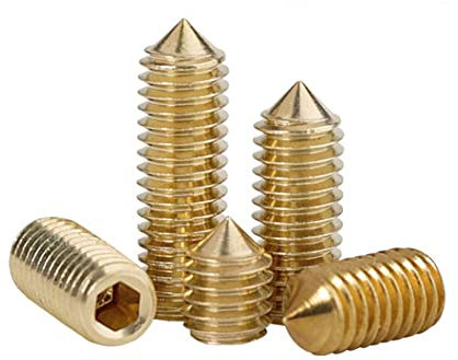 TULDYS Messing-Kegelspitzen-Set-Schrauben, Bolzen, Kupfer-Stahl-Kopf, Sechskant-Innensechskant-Gewindestift, M3, M4, M5, M6(M4x5(20Pcs))